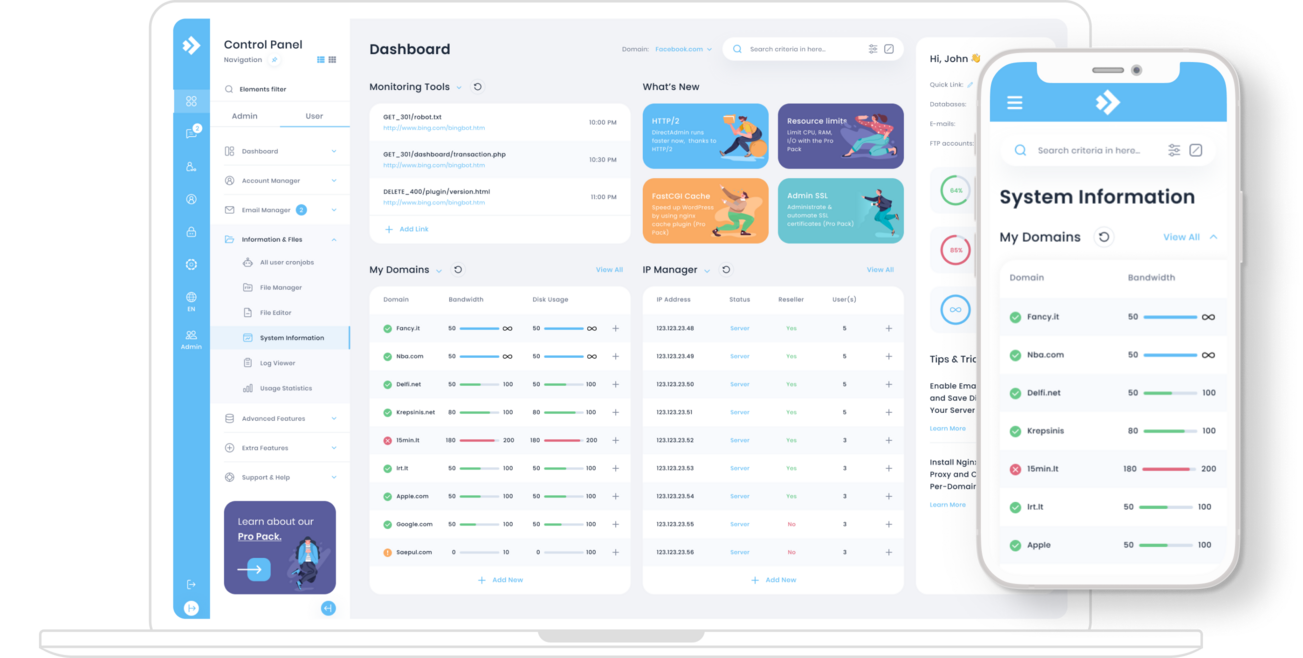 DirectAdmin - Controle contas de cliente através do painel DirectAdmin